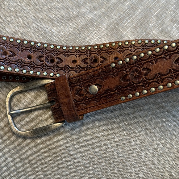 Men’s Leather Belt w/solid, brass buckle - Picture 1 of 7